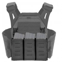 Warrior Laser Cut Detachable Front Panel Triple Snap Mag Pouch - Black