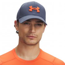 Under Armour Mens Blitzing Low Stretch Fit Cap - Downpour Grey / Fire - L/XL