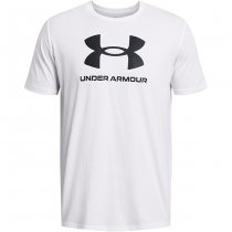 Under Armour Mens Sportstyle Logo Short Sleeve - White / Black - M