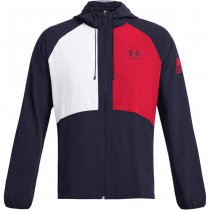 Under Armour Mens Freedom Windbreaker Jacket - Navy Blue / Red - 3XL