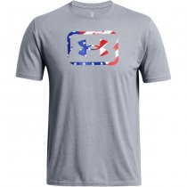 Under Armour Mens Freedom Hook T-Shirt - Heather Grey / Red - 2XL