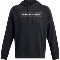 Under Armour Mens Rival Fleece Camo Chest Stripe Hoodie - Black / White - M