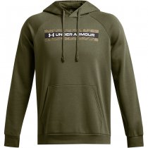 Under Armour Mens Rival Fleece Camo Chest Stripe Hoodie - Marine OD Green / White - XL