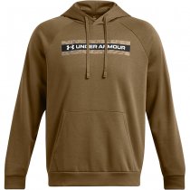 Under Armour Mens Rival Fleece Camo Chest Stripe Hoodie - Coyote / White - 2XL