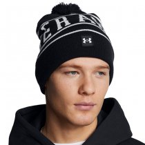 Under Armour Mens Halftime Pom Beanie - Black / White / White
