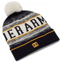 Under Armour Mens Halftime Pom Beanie - Black / White / Gold