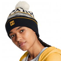 Under Armour Mens Halftime Pom Beanie - Black / White / Gold