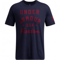 Under Armour Mens Freedom Vintage USA T-Shirt - Navy Blue / Red - 3XL