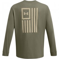 Under Armour Mens Freedom Flag Long Sleeve - Marine OD Green / Desert Sand - S