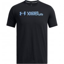 Under Armour Mens Sliced Wordmark Short Sleeve - Black / Blue - 2XL