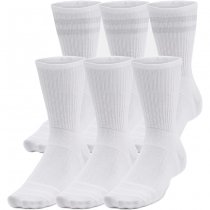 Under Armour Essential Unisex 6-Pack Crew Socks - White / White / Halo Grey - M