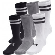 Under Armour Essential Unisex 6-Pack Crew Socks - White / White / Black - XL