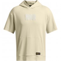 Under Armour Project Rock Heavyweight Veterans Day Short Sleeve Hoodie - Silt / Golden Yellow - S