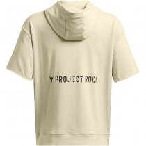 Under Armour Project Rock Heavyweight Veterans Day Short Sleeve Hoodie - Silt / Golden Yellow - XL