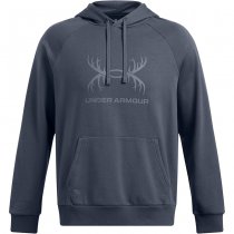 Under Armour Mens Rival Fleece Antler Hoodie - Downpour Grey / Gravel - L