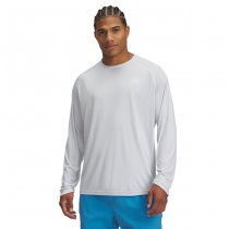 Under Armour Mens Fish Elite Long Sleeve - White / Halo Grey - S