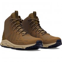 Under Armour Mens Micro G Strikefast Mid Tactical Shoes - Brown / City Khaki / Navy Blue - 8