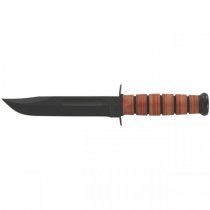 Ka-Bar Full Size Military Fighting Utility Knife Plain Blade & Leather Sheath - ARMY