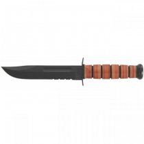 Ka-Bar Full Size Military Fighting Utility Knife Serrated Blade & Leather Sheath - ARMY