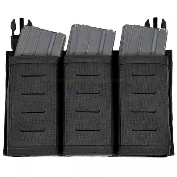 Warrior Laser Cut Detachable Front Panel Triple Snap Mag Pouch - Black