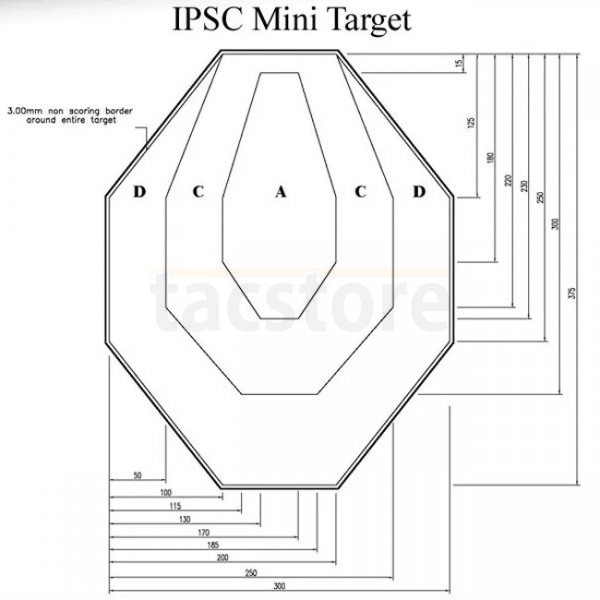 DAA IPSC Miniature 60% Cardboard Targets White Back 25-Pack