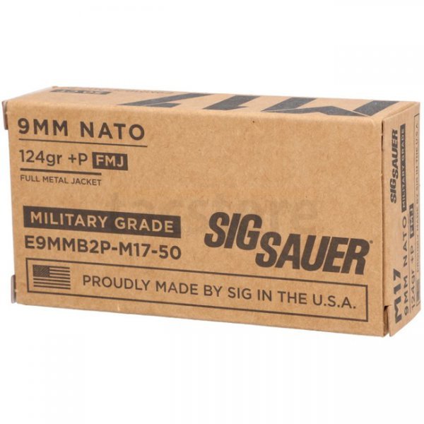Sig Sauer 9x19mm +P 124gr Elite Ball M17 FMJ 50rds