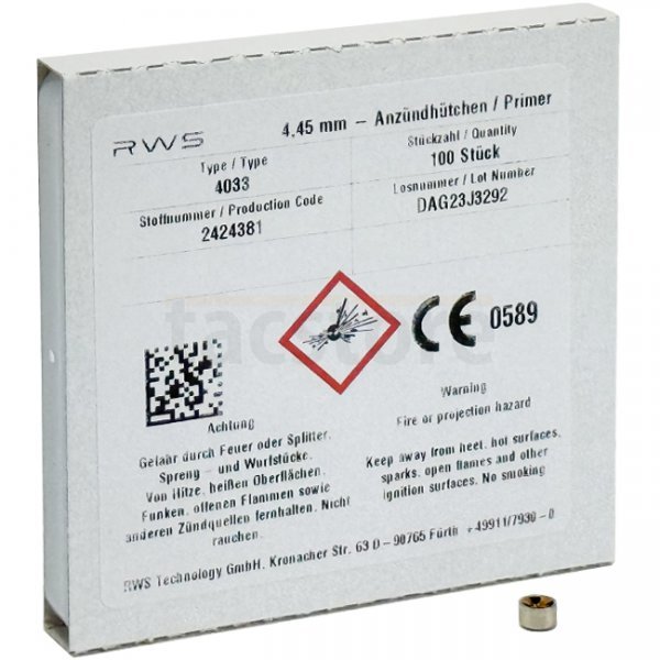 RWS 4.45mm Primer Small Rifle 100pcs