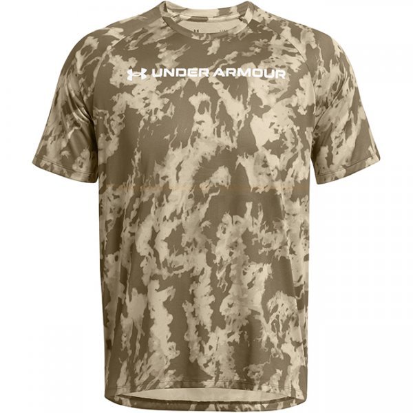 Under Armour Mens Tech ABC Camo Short Sleeve - Khaki Base - M
