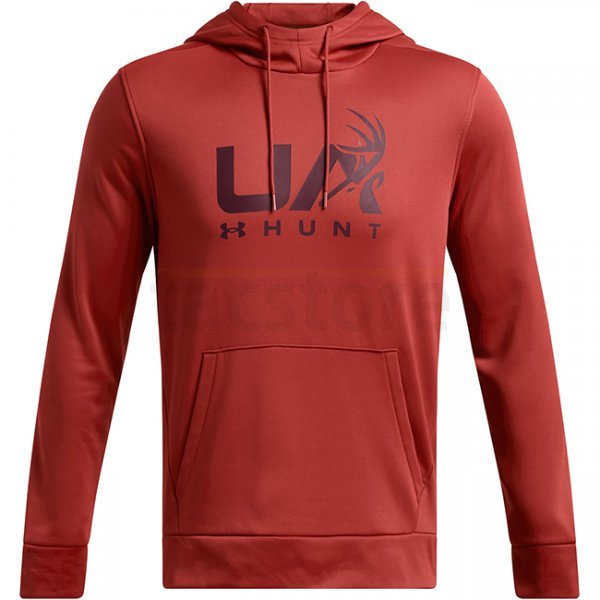 Under Armour Mens Armour Fleece Hunt Logo Hoodie - Red - S