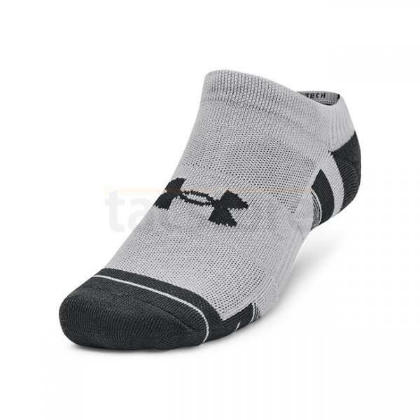 Under Armour Performance Tech 3-Pack No Show Socks - Mod Grey / White / Jet Grey - L