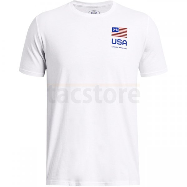 Under Armour Mens Freedom Amp Chest T-Shirt - White / Blue - 3XL