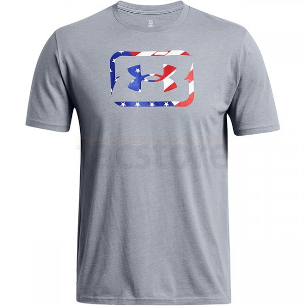 Under Armour Mens Freedom Hook T-Shirt - Heather Grey / Red - 2XL