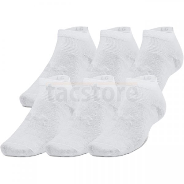 Under Armour Essential 6-Pack Low Cut Socks - White / White / Halo Grey - L