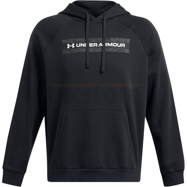 Under Armour Mens Rival Fleece Camo Chest Stripe Hoodie - Black / White - M