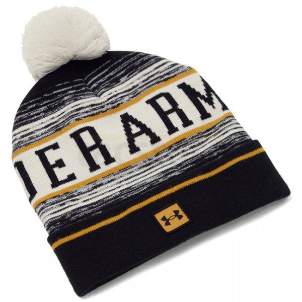 Under Armour Mens Halftime Pom Beanie - Black / White / Gold