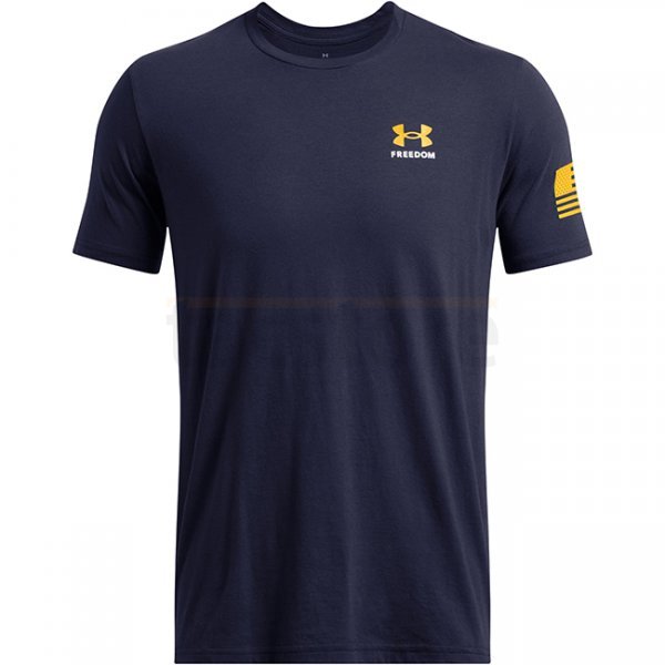 Under Armour Mens Freedom By Sea T-Shirt - Navy Blue / Steeltown Gold - XL