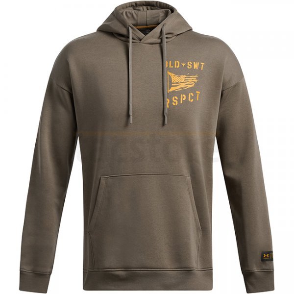 Under Armour Mens Project Rock Icon Fleece Veterans Day Hoodie - Turtle / Golden Yellow - XL