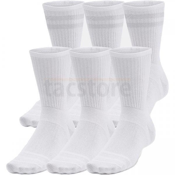 Under Armour Essential Unisex 6-Pack Crew Socks - White / White / Halo Grey - M