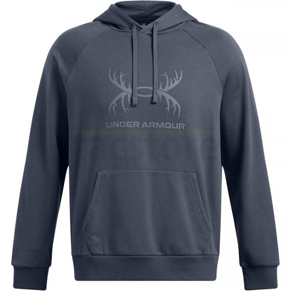 Under Armour Mens Rival Fleece Antler Hoodie - Downpour Grey / Gravel - L