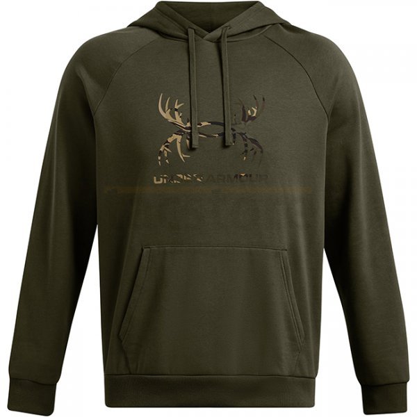 Under Armour Mens Rival Fleece Antler Hoodie - Marine OD Green - 3XL