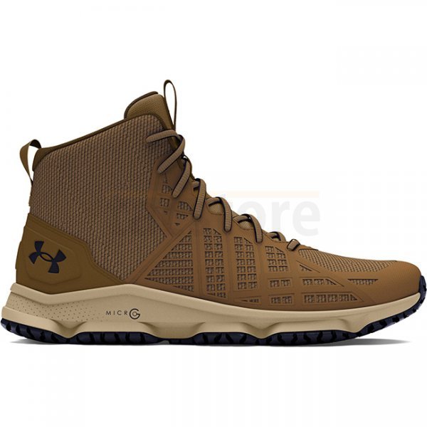 Under Armour Mens Micro G Strikefast Mid Tactical Shoes - Brown / City Khaki / Navy Blue - 11