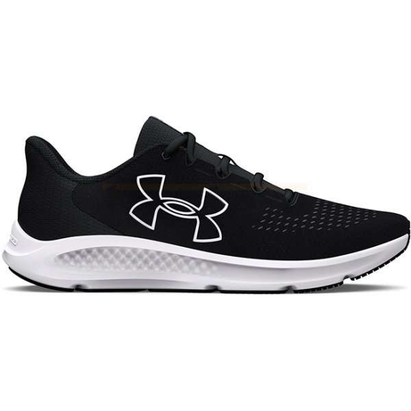 Under Armour Mens Charged Pursuit 3 Big Logo Running Shoes - Black / White - 11