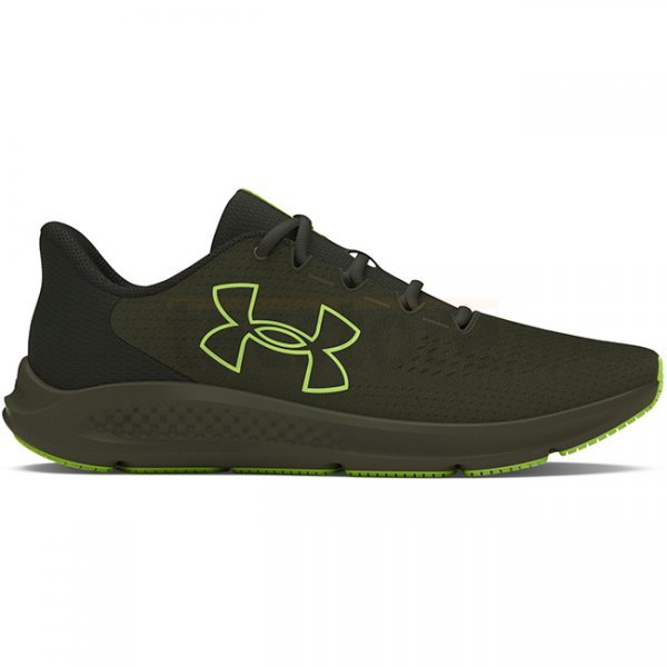 Under Armour Mens Charged Pursuit 3 Big Logo Running Shoes - Olive / Baroque Green / Morph Green - 10.5