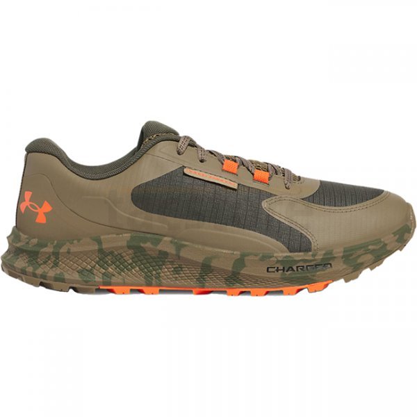 Under Armour Mens Bandit Trail 3 Running Shoes - Marine OD Green / Bayou / Ares Red - 11