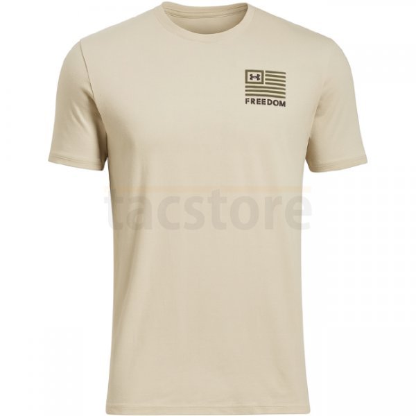 Under Armour Mens Freedom Left Chest T-Shirt - Desert Sand / Olive - XL