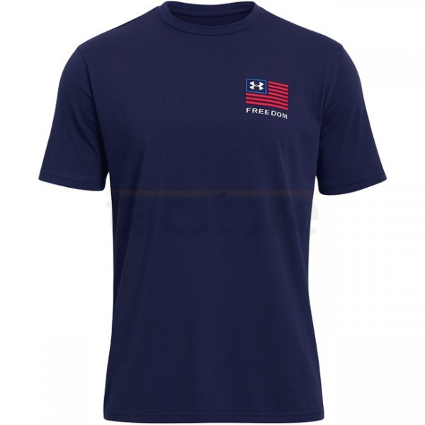 Under Armour Mens Freedom Left Chest T-Shirt - Navy Blue / Steel - 2XL